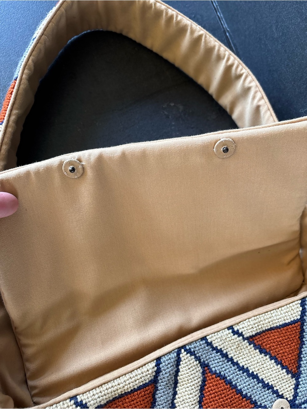 Tapestry Shoulder Bag, Classy, Rare, Handmade, Geometric, Autumn, One Of A Kind - Picture 5 of 15